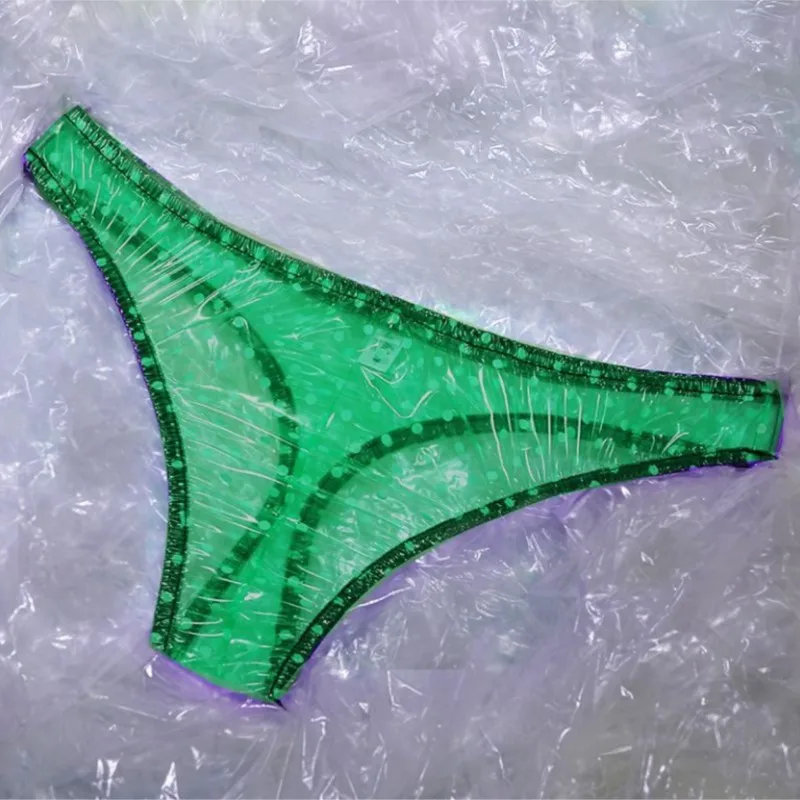 New Male Sexy T-back Thong Transparent Low Waist PVC Soft G-String Plastic Erotic Panties Live Show Dance DJ Club Sexy Lingerie