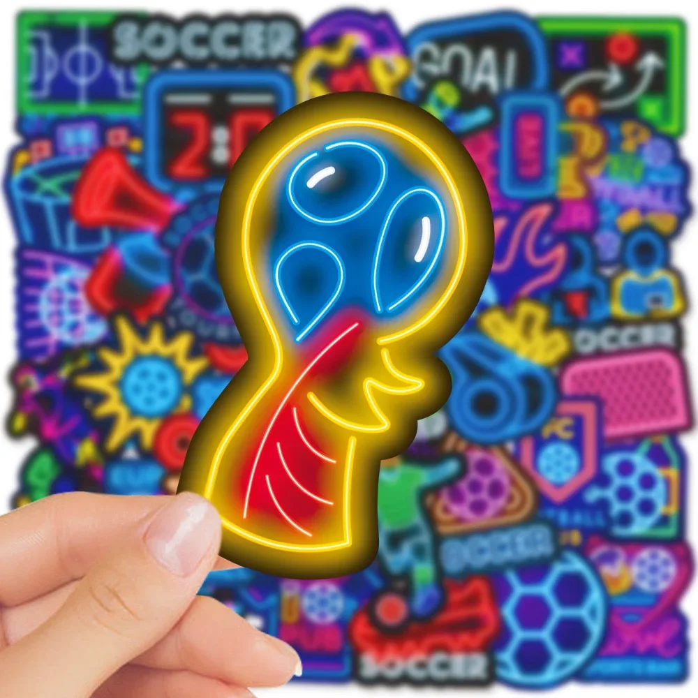 50PCS Neon Style Football Cheer Soccer Game Cartoon Sticker DIY Laptop Luggage Skateboard Graffiti Decals Fun for Kid Toys Gifts
