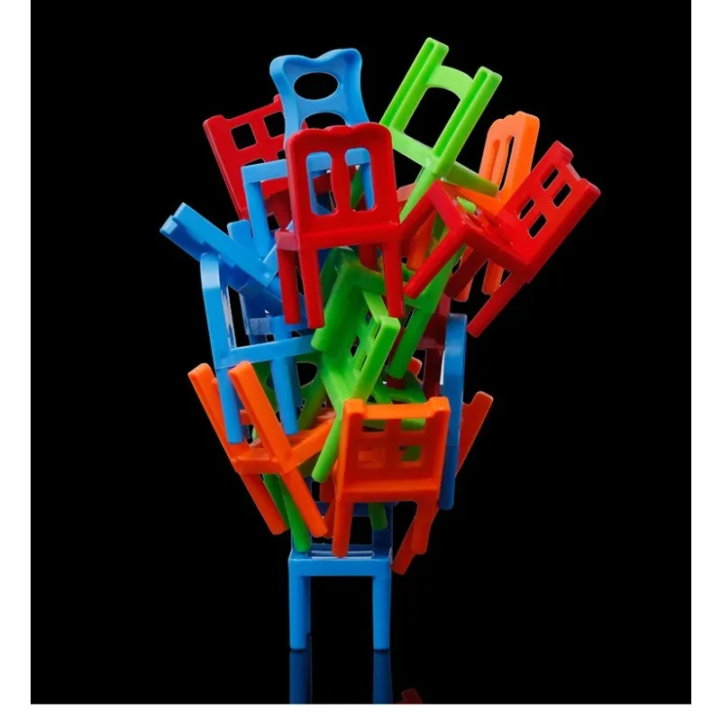 16 ~ 18 pçs/caixa equilíbrio empilhamento cadeira brinquedo plástico mini cadeira bloco brinquedos pai-filho brinquedos interativos educativos