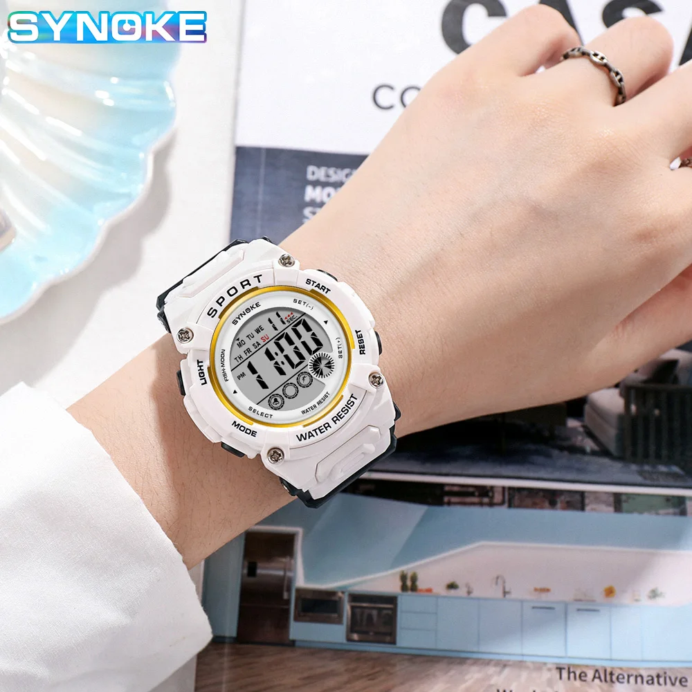 SYNOKE-Reloj de pulsera luminoso para niños y niñas, cronógrafo electrónico con personalidad, resistente al agua, deportivo, Para estudiantes