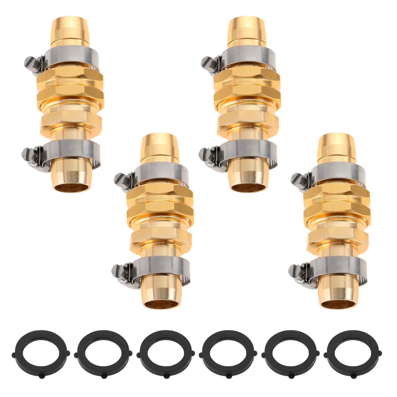 Garden Hose Repair Connector with Clamps Aluminum Water Hose End Replacement Fit for 3/4‘‘ 5/8‘’ inch Garden Hose Fittings Kit