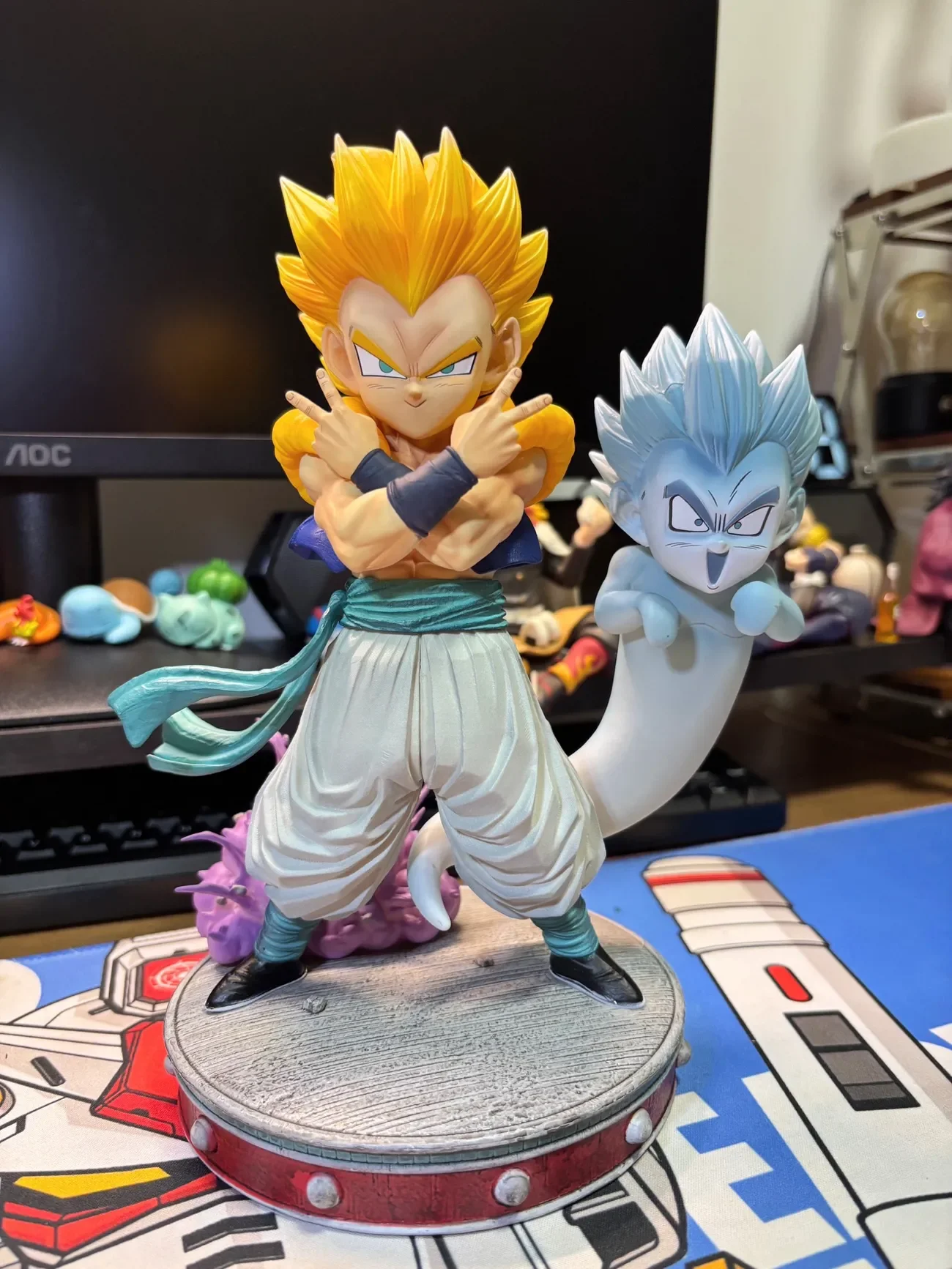 

Glow In The Dark 25cm Dragon Ball Z Gotenks Gk Action Figure Interchangeable Head Collectible Model Desktop Decor Gift For Men