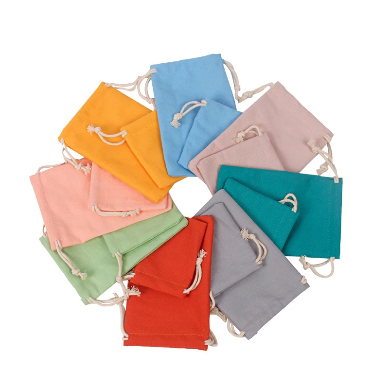 10Pcs/Lot Cotton Cloth Drawstring Bag Multicolour Eco Grocery Bags Jewelry Cosmetic Small Storage Bag Party Christmas Gift Pouch