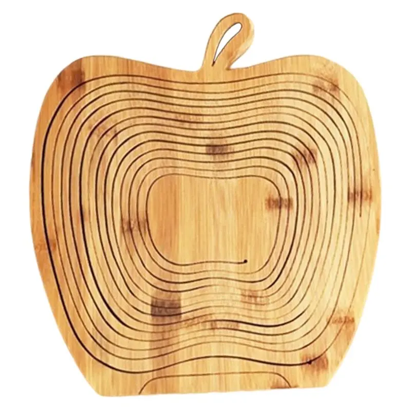 

JHD Bamboo Folding Fruit Basket Chopping Board Vegetable Bowl Trivet Foldable Storage Container Tray- Multipurpose Kitchen Tool