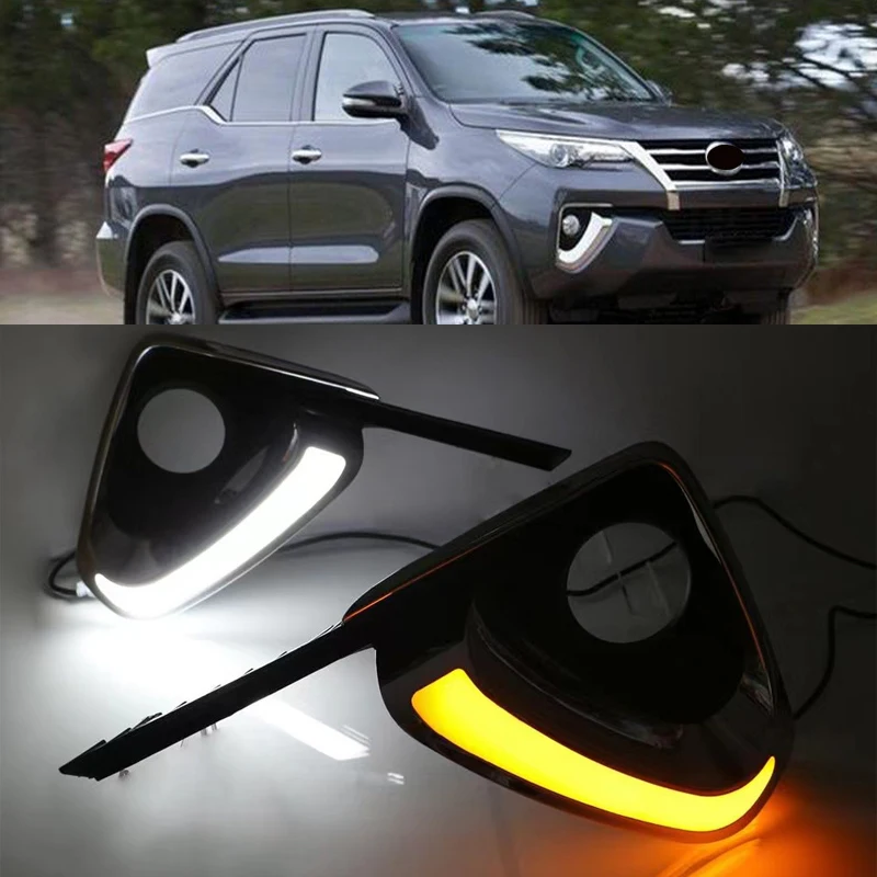 

2Pcs LED DRL Daytime Running Lights Daylight turn Signal lamp Style For Toyota Fortuner 2015 2016 2017 2018 2019 2020