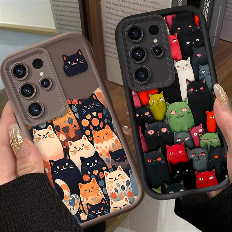 Funny Terror Hell Cat Matte Phone Case for Samsung Galaxy S25 S24 S23 Ultra S22 S21 Plus FE 5G A54 A34 A14 A73 A53 A33 5G Cover