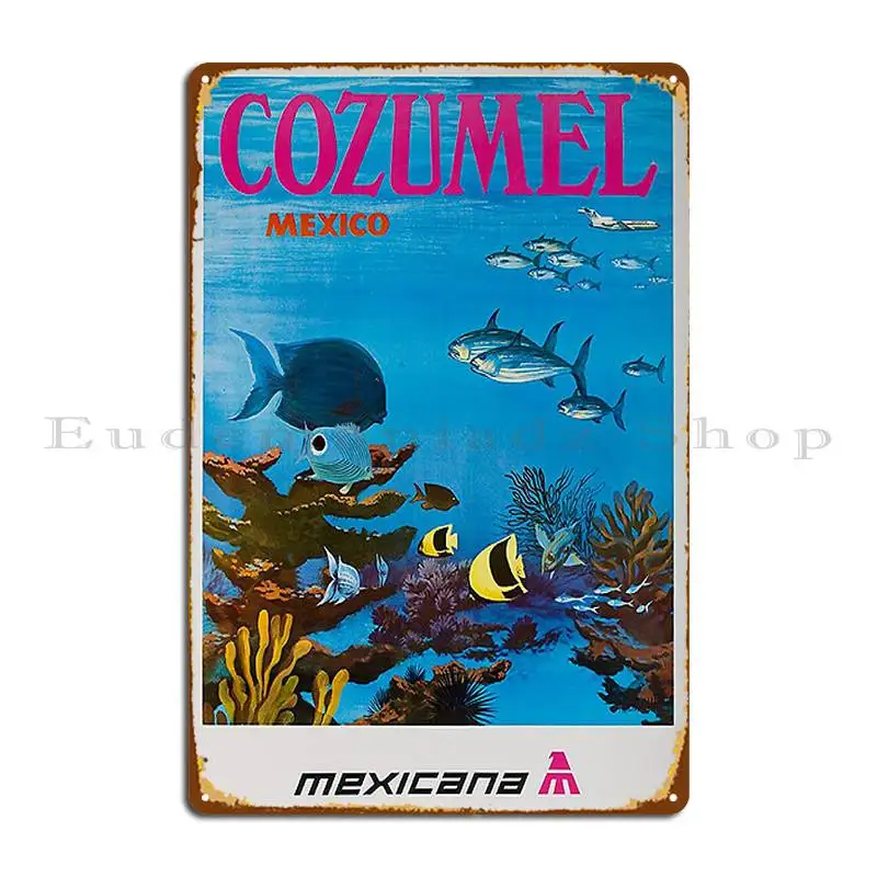 Vintage Mexico Cozumel Metal Sign Cinema Garage Designing Design Cinema Tin Sign Poster