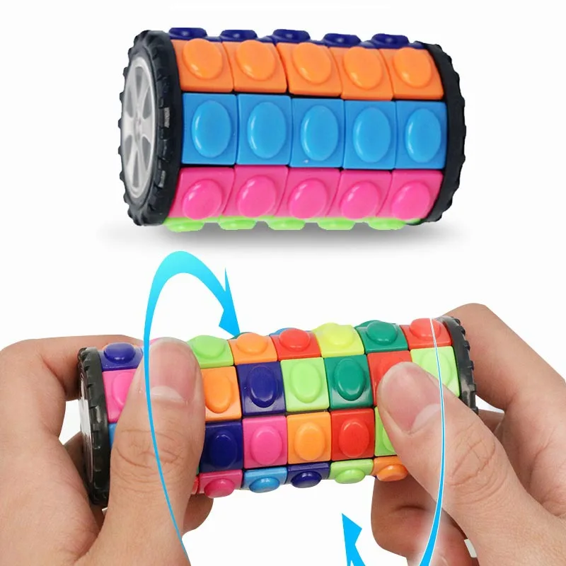 

Hot Selling 3D Magic Corn Cube Tower Puzzle Speed Cube Wheel Rotating Game Cube Cylindrical Toys For Children Puzzle Gifts