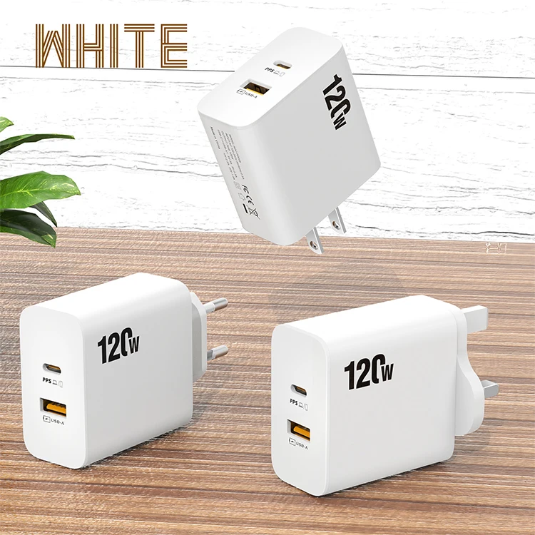 120W  USB+Type C Fast Charging Quick Charge Mobile Phone Power Adapter for iPhone  Xiaomi Samsung Oneplus