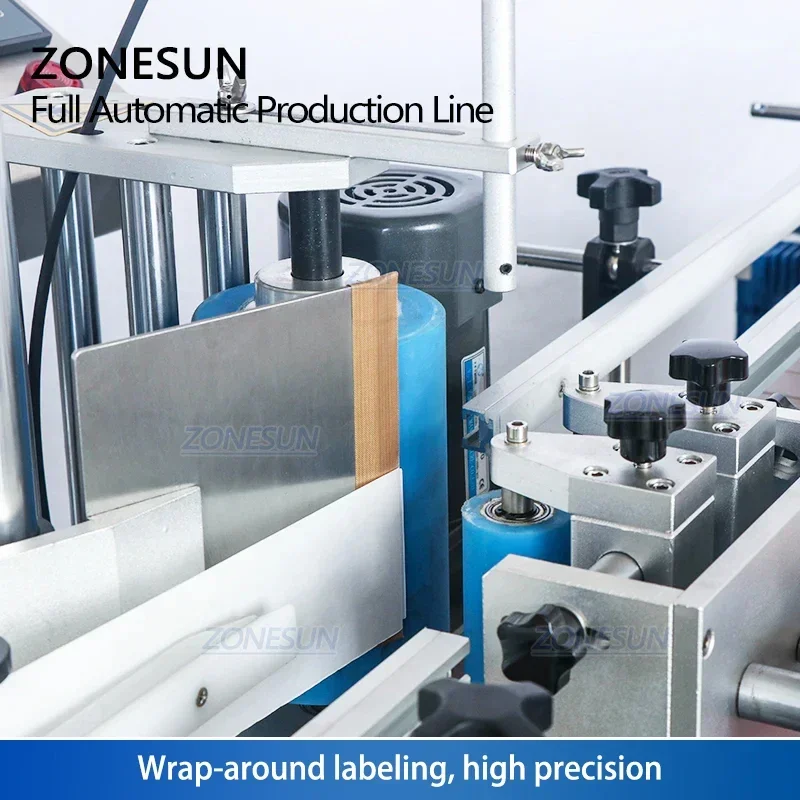 ZONESUN ZS-FAL180R4 Susu Kedelai Otomatis Piston Pengisian Cairan Capping Dan Labelan Mesin Dengan Sabuk Konveyor Gaya U