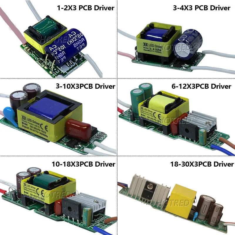 AC85-277V LED Driver 1-2x3w 2-4x3w 6-10x3w 10-18x3w 18-30x3w 600mA 650mA Constant Current Lighting Transformers Power Supply