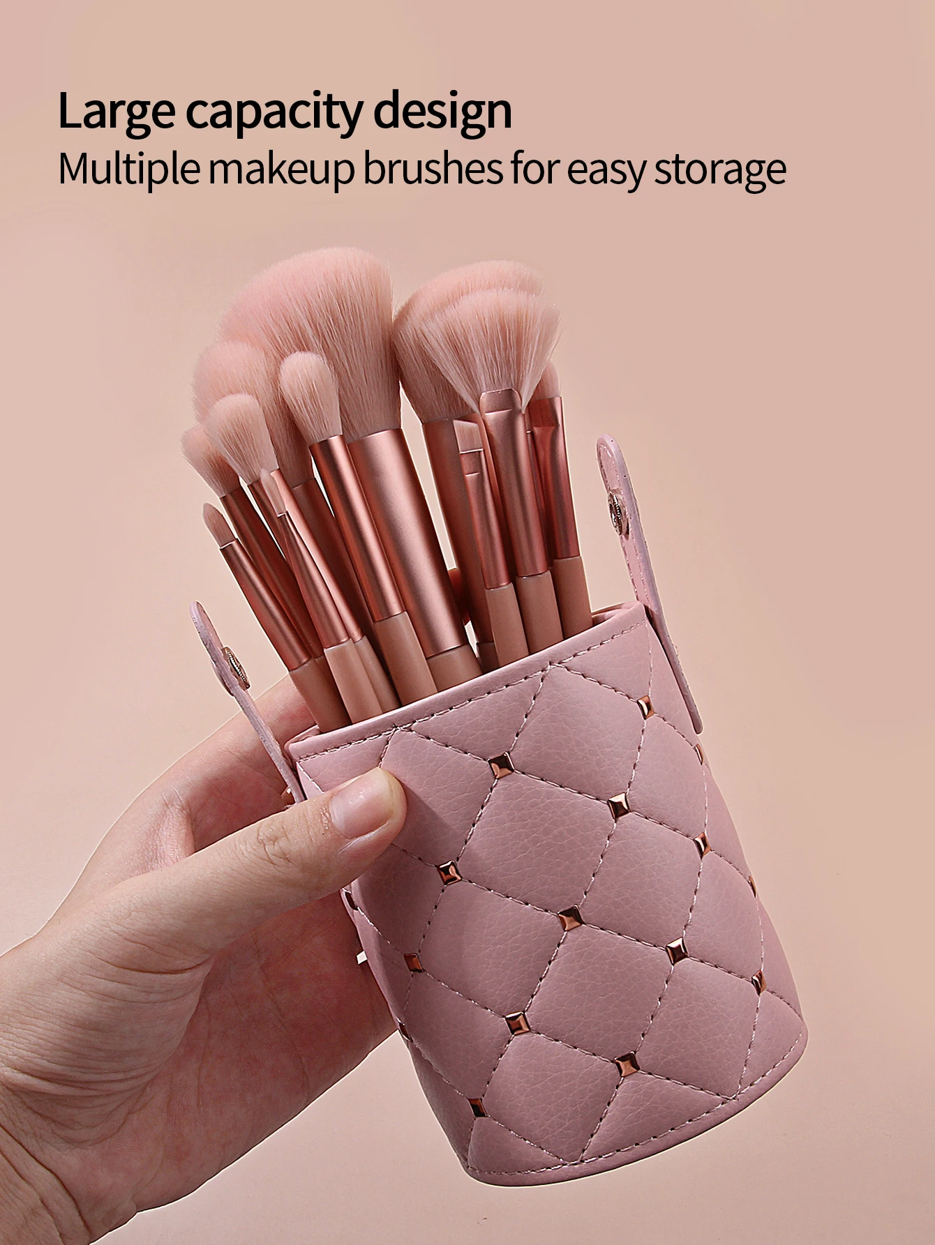 1Pcs PU Leather Makeup Brush Bucket Portable Travel Cosmetic Bag Multi-Function Dust-Proof Waterproof Makeup Brush Cylinder