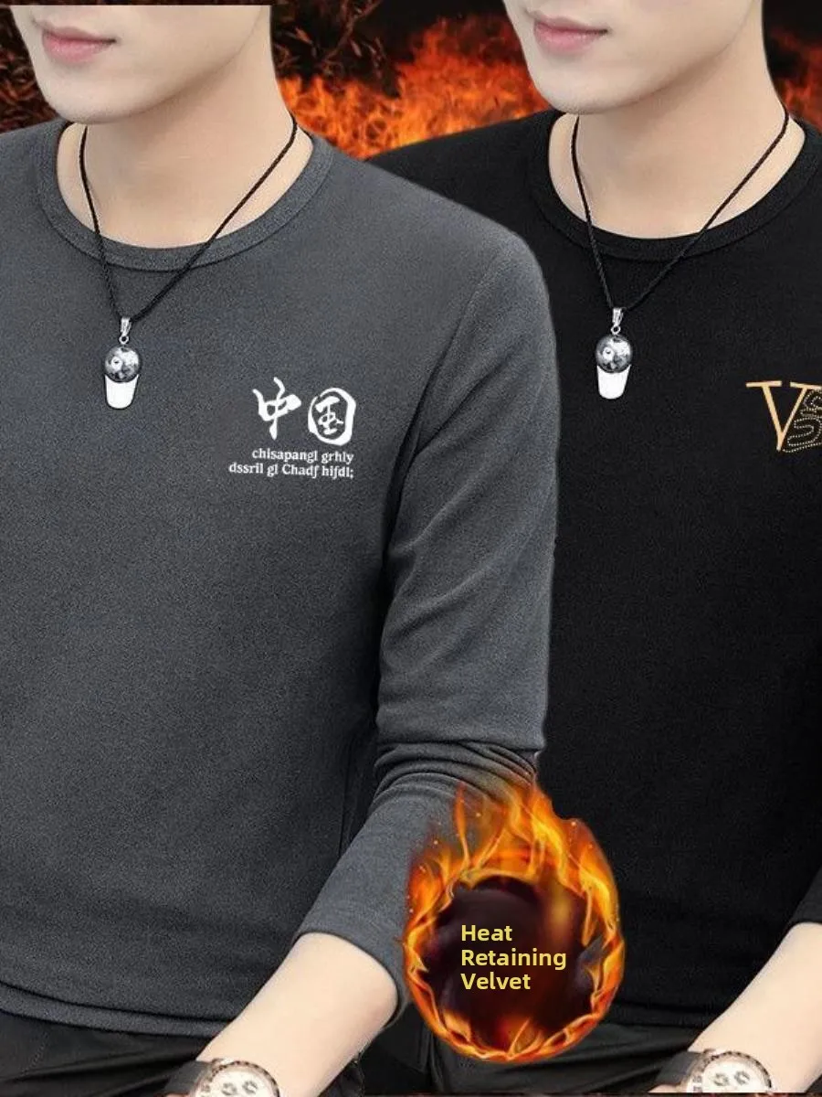 

Men's Long Sve T-irt round Ne Double-sided Floing Warm Top Velvet Base irt for Autumn Winter Ciwalk Soft Comfort...