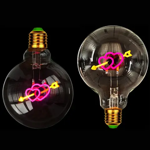 TIANFAN 빈티지 에디슨 Led 전구 큰 글로브 G95 심장 큐피드의 화살표 3W 디밍 가능 110V 220V E26 E27 전문 장식 전구