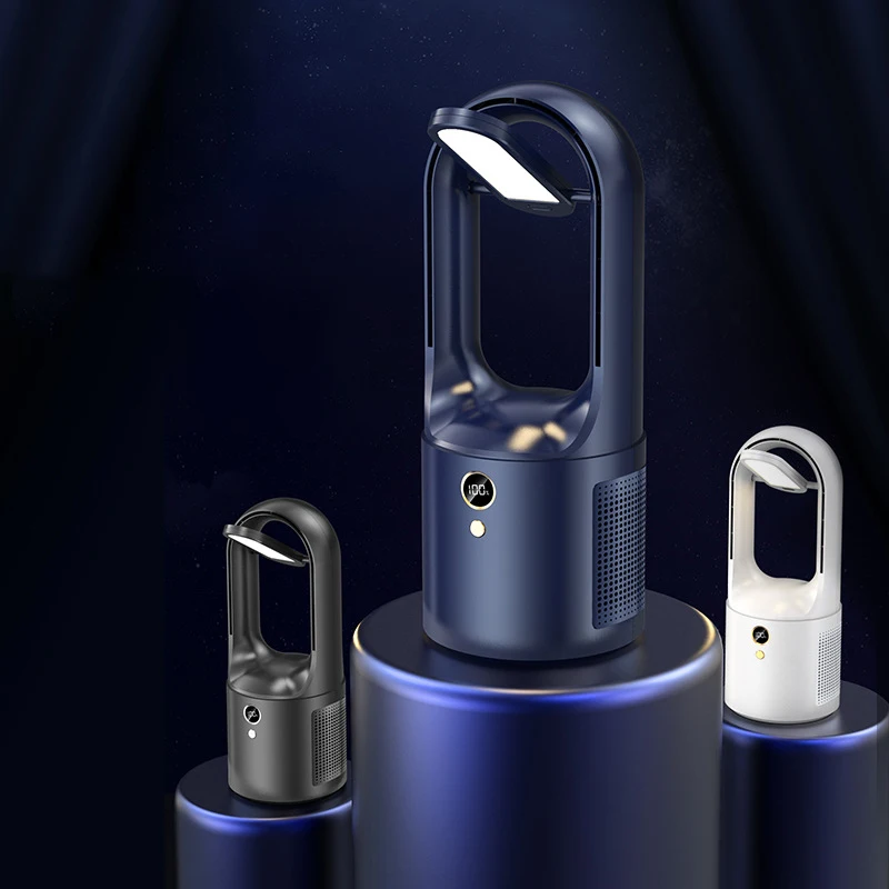 Mini Quạt Không Cánh Bladeless Fan Có Đèn LED Để Bàn Quạt Điều Hòa Không Khí Cho Nhà Nghiên Cứu Cắm Trại USB Sạc 5V Êm Sáng Tạo FS127