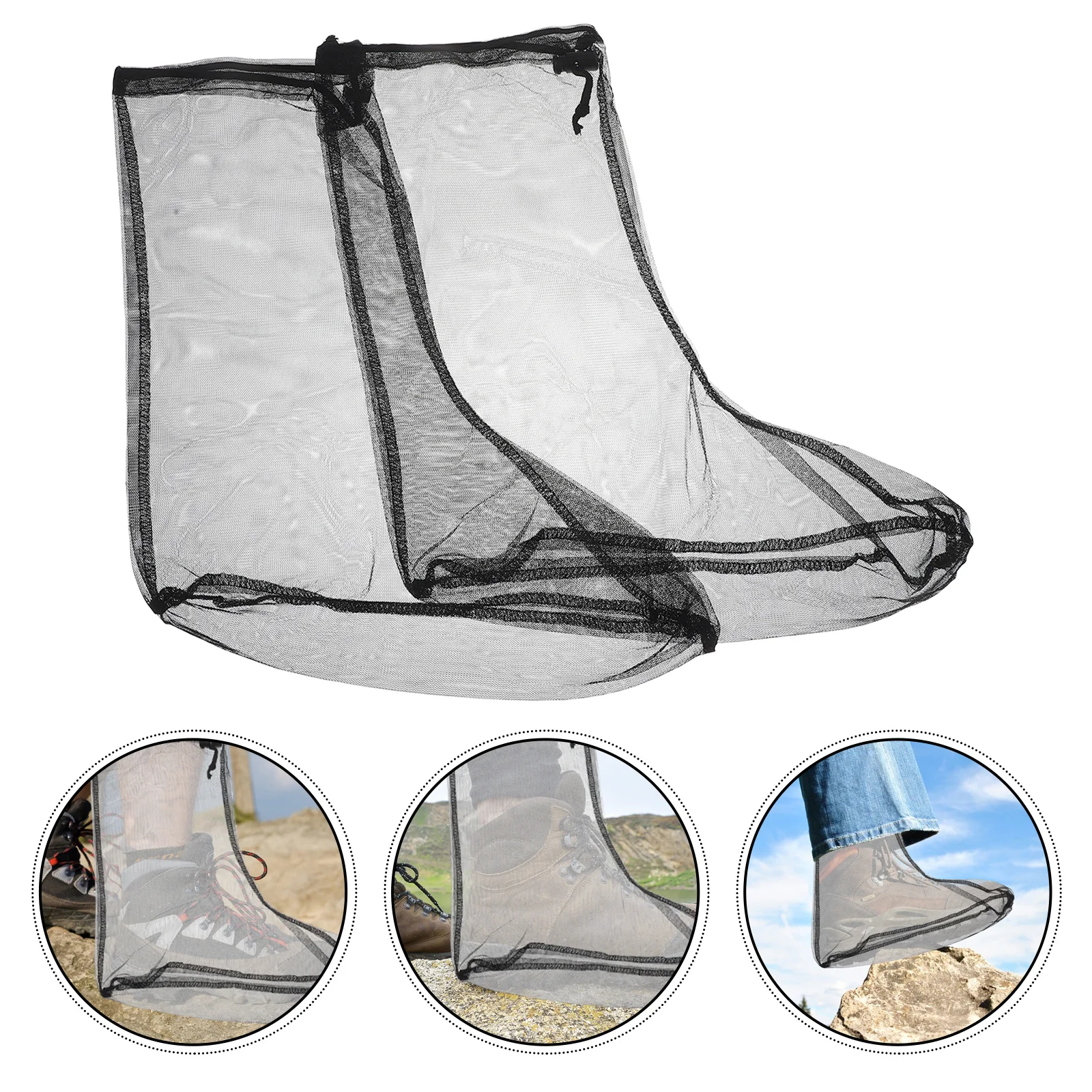 

2 Pairs Outdoor Mosquito Foot Cover Fishing Ankle Breathable Gaiters for Men Boot Covers Perspective Mesh Leg Women