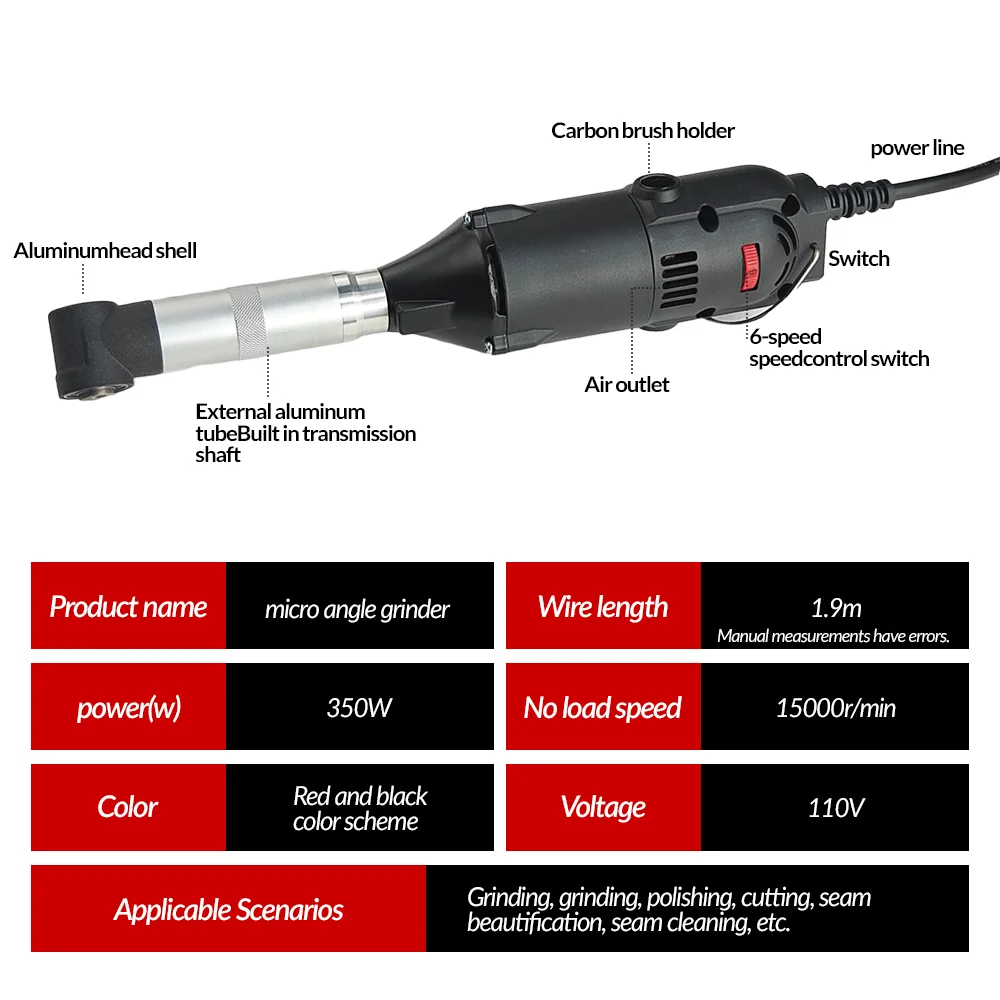 

350W 90 Degree Speed Adjustable Electric Elbow Ceramic Tile Sewing Machine Tile Cleaning Tools US Plug