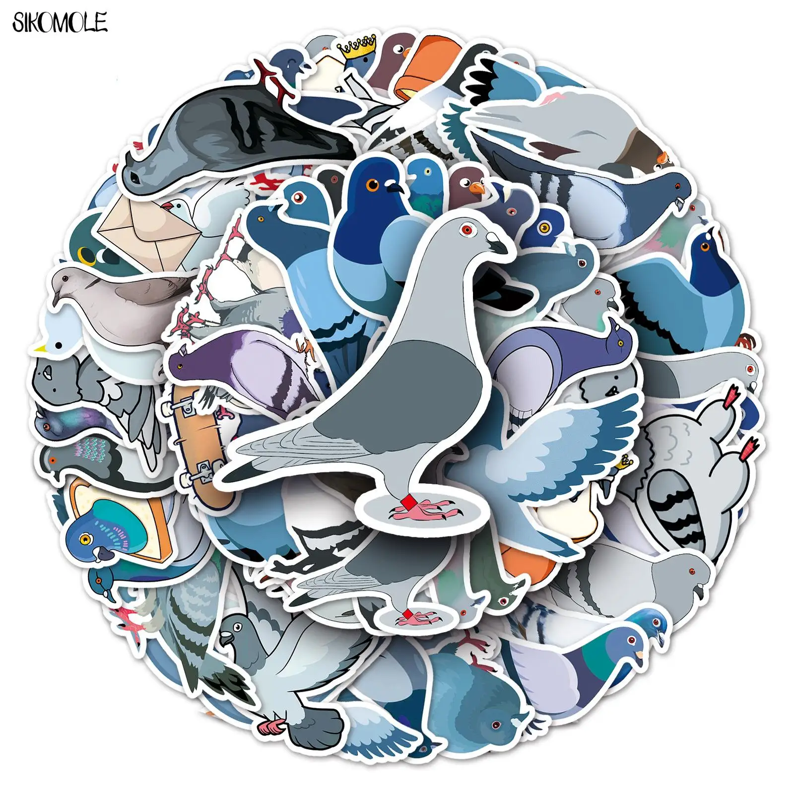 10/30/50pcs Cute Dove Stickers Bird Cool Animals fai da te Laptop valigia Skateboard chitarra Cartoon Graffiti Sticker giocattoli regalo per bambini