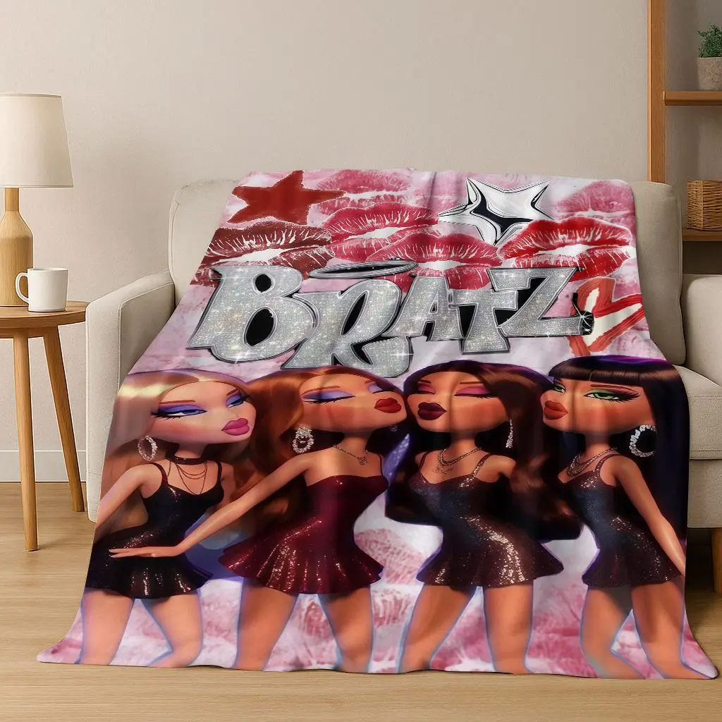

Fashion Girls Bratz Doll Cartoon Art Flannel Blanket,Cozy Soft Throw Blanket for Home Bedroom Bed Sofa Picnic Cover Gift Kids
