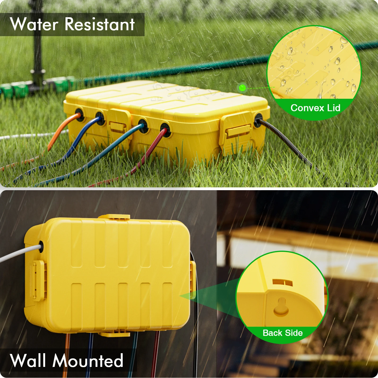 Weatherproof Outdoor Electrical Box, Waterproof Extension Plug Cover for Outlet, Holiday String Lights, Dust & Snow Resistant