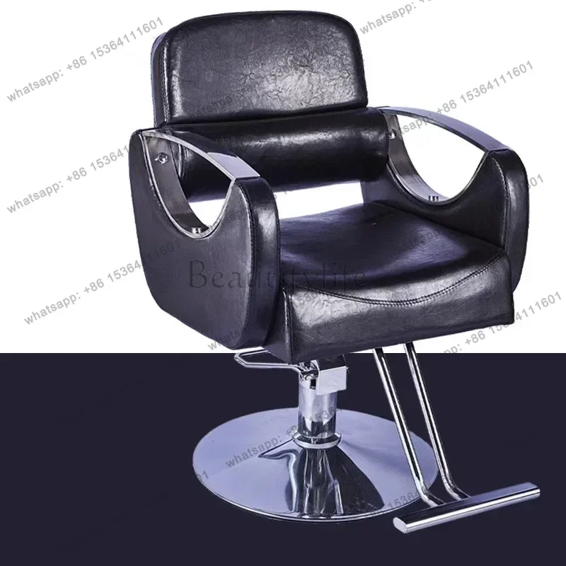 Men Folding Barber Chair Modern Salon Classic Nordic Aesthetic Chair Swivel Armrest Comfortable Cushion Cadeira Furniture 3