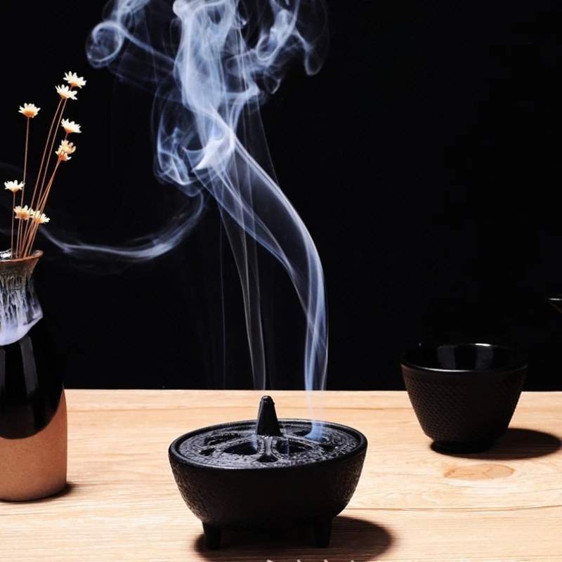 Retro Cast Iron Cauldron Incense Burner with Lid/Fragrance Aroma Diffuser for Yoga Meditation,for Sage,Palo Santo,Resin,Charcoal