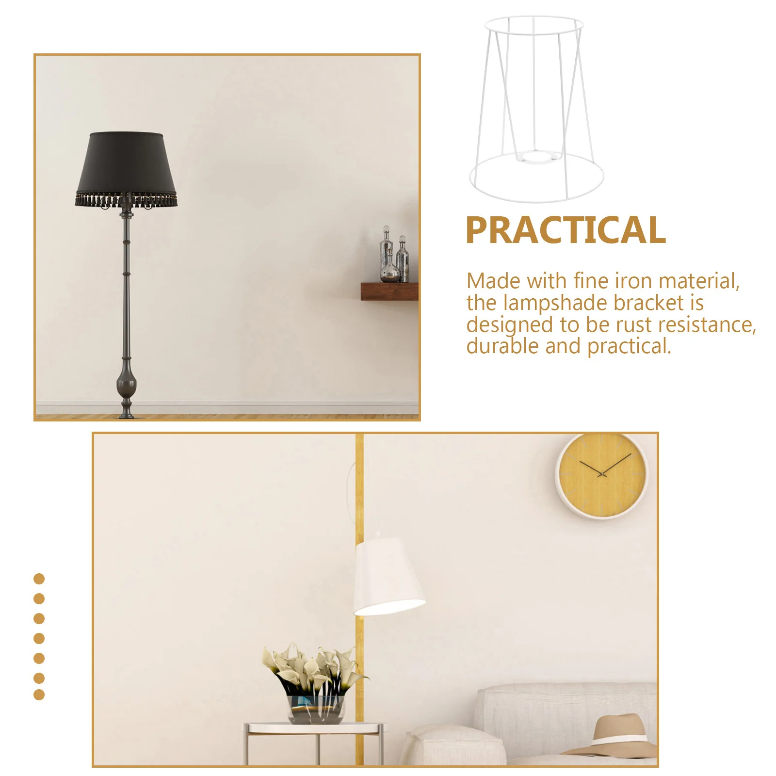 Lamp Shade Frame Sturdy Iron DIY Lampshade Rack Table Lamp Frame Decorative Holder for Home Office Cafe Iron Lampshade Rack