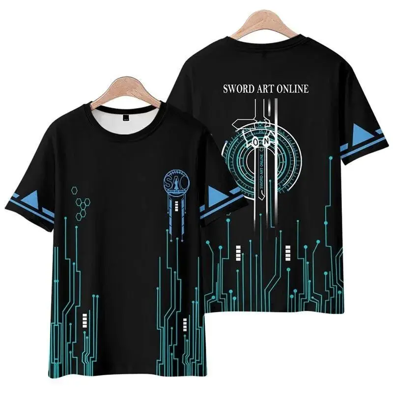 Classic Anime Sword God Domain 3D Printed Peripheral Quick Drying Breathable Comfortable Short Sleeved Parent-child T-shirt