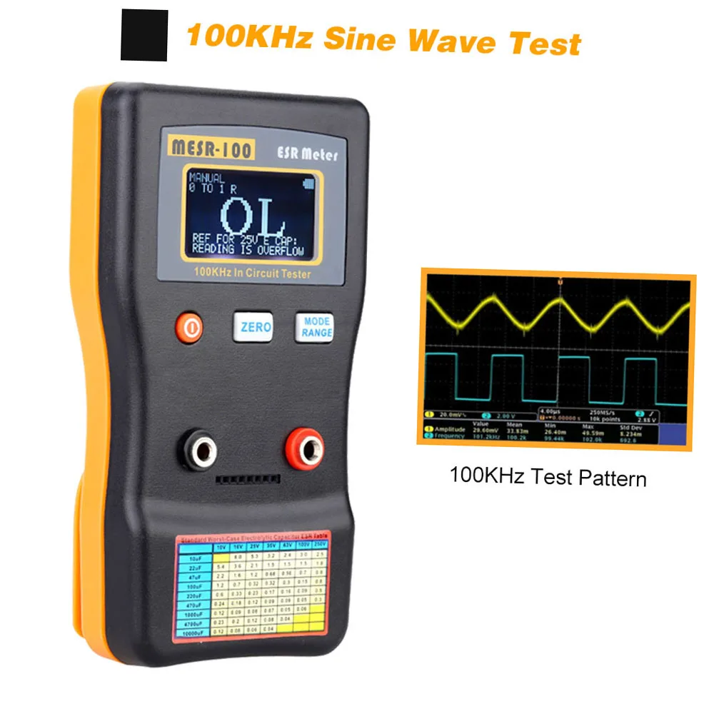 MESR-100 ESR Capacitor Tester Ohm Meter Professional Capacitor Capacitance Internal Resistance Measuring Tool Circuit Tester