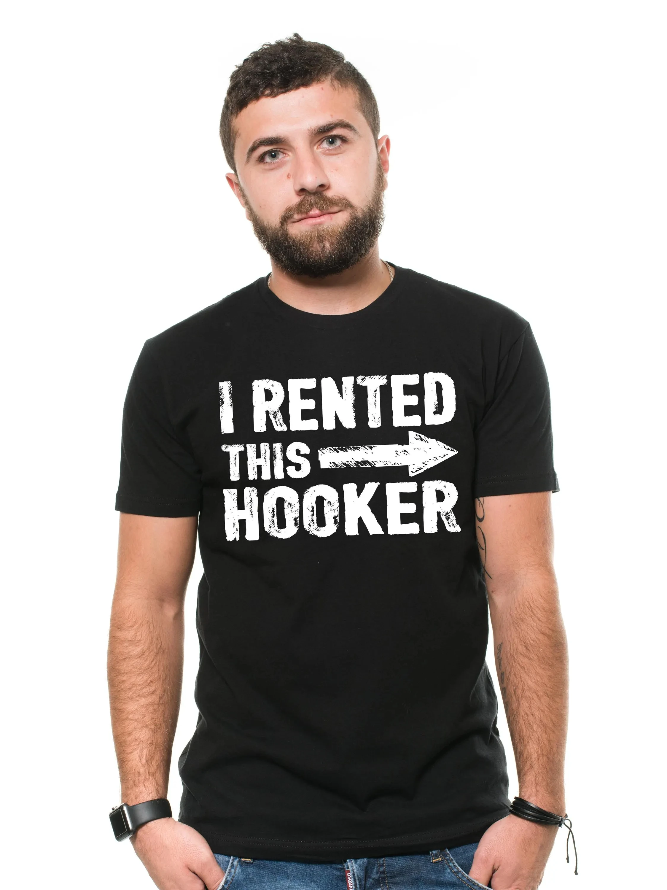 Men's Funny I Rented This Hooker T-shirt Offensive Humorous Birthday Gift Funny Tee Shirt Round Neck Short Sleeve T-shirt