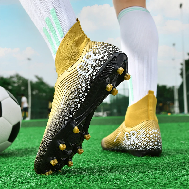 Men/Women Professional Soccer Cleats Anti-slip FG Studded Football Boots Breathable High-Top Training Shoes view 4