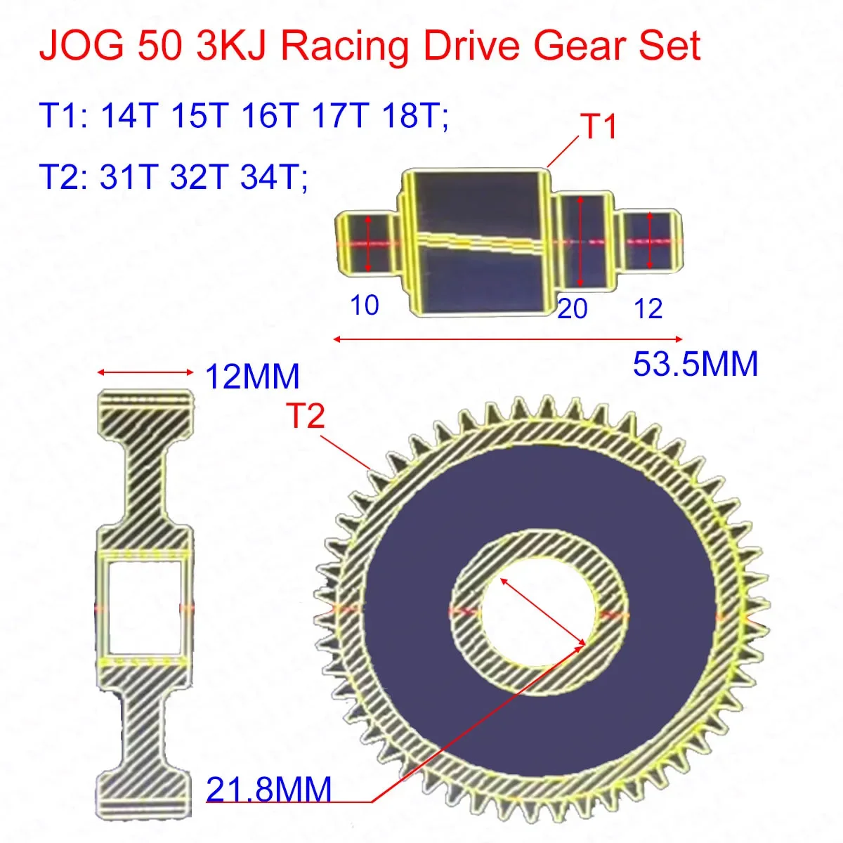 Racing Final Drive Gear Set For JOG 50 3KJ 1E40QMB  Yamaha