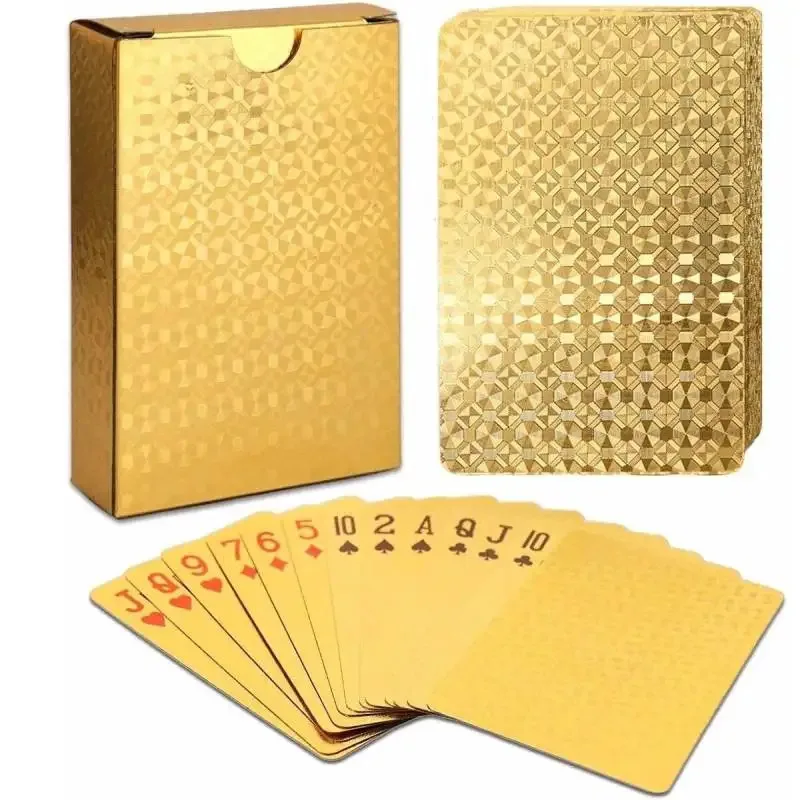 Gold Foil Playing Cards, Waterproof HD Deck, Matte Texture Board Game Cards for Gift & Collection