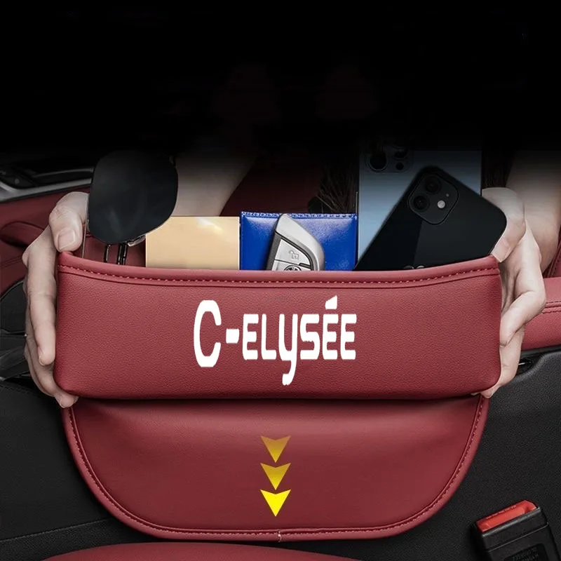 Car Seat Organizer Leather Crevice Storage Box for Citroen C-ELYSEE Auto Accessories