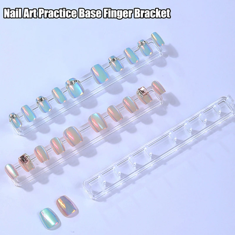 

2PCS Transparent Nail Holder Practice Display Stand Acrylic Crystal Showing Shelf Nail Art Tool Colorful Nail Polish For Novice