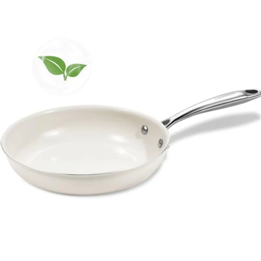 

Ceramic Fryg Pan Nonstick, Small Skillet, Cookg Pan Non Toxic with Stay Cool Handle for duction, Chef's Pan, PTFE and PFAS and