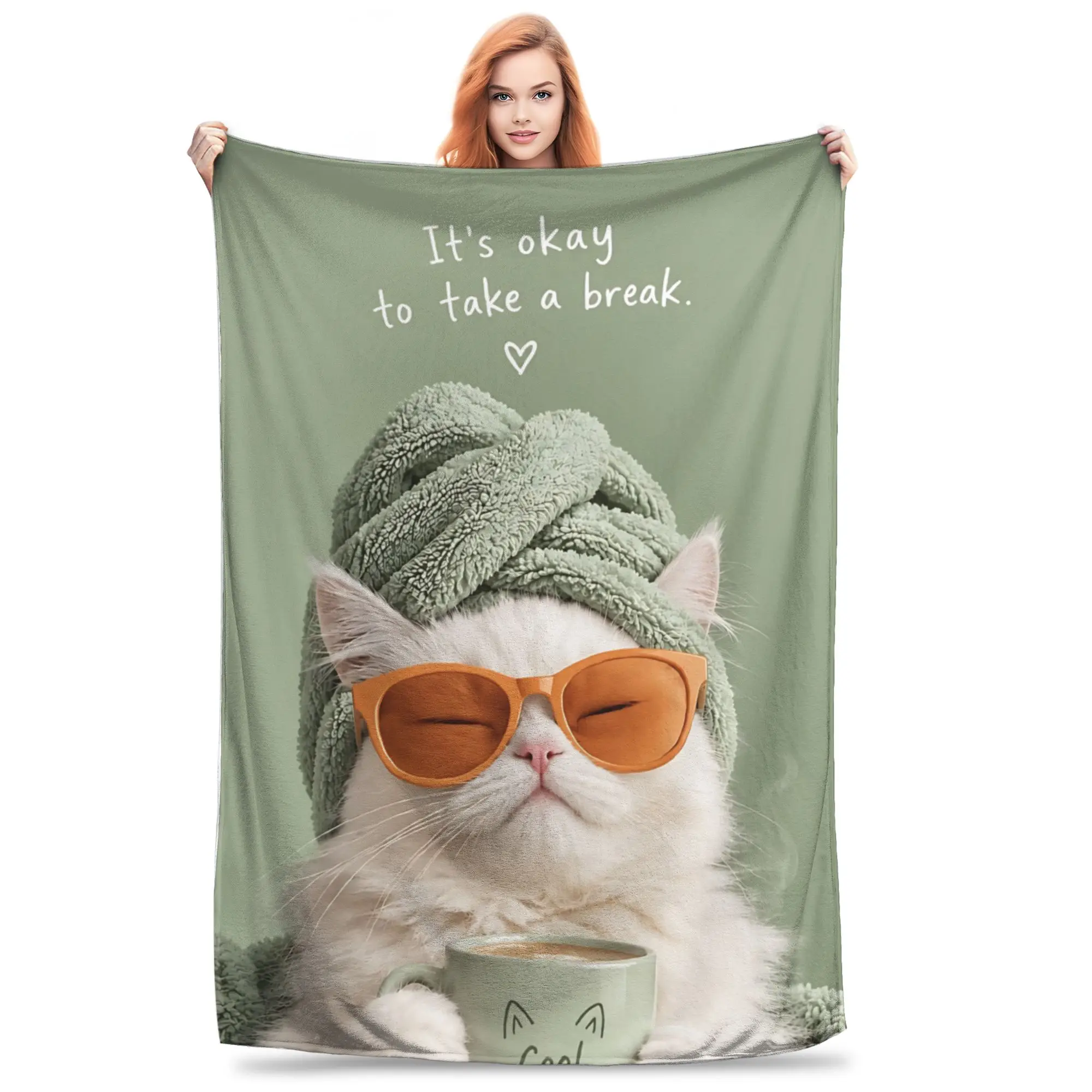 1PC Home British Shorthair Cat Blanket Throw Blanket  Novelty Warm Blanket All Season Gift for Happy Halloween Give Thanks