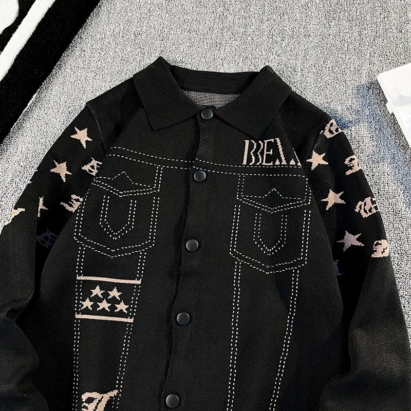 

Мужской открытый кардиган Cleanfit, свободный ленивый высококачественный вязаный джет, корейская одежда Sle Aosphere, прямая трубка, L...