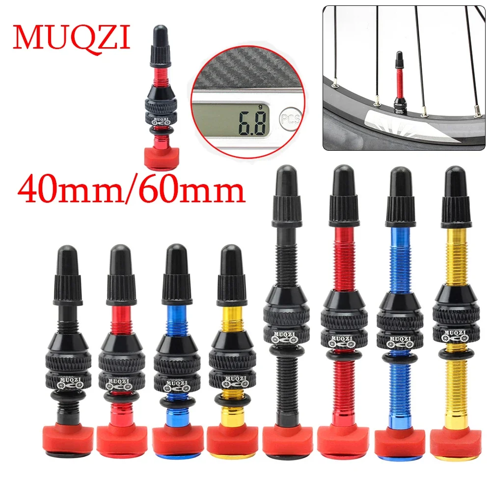 MUQZI Bike Alloy Tubeless Tire F/V Presta Valve MTB Road Bicycle Tubeless Rim CNC Alloy Nipple Brass Core Valve 40mm 60mm