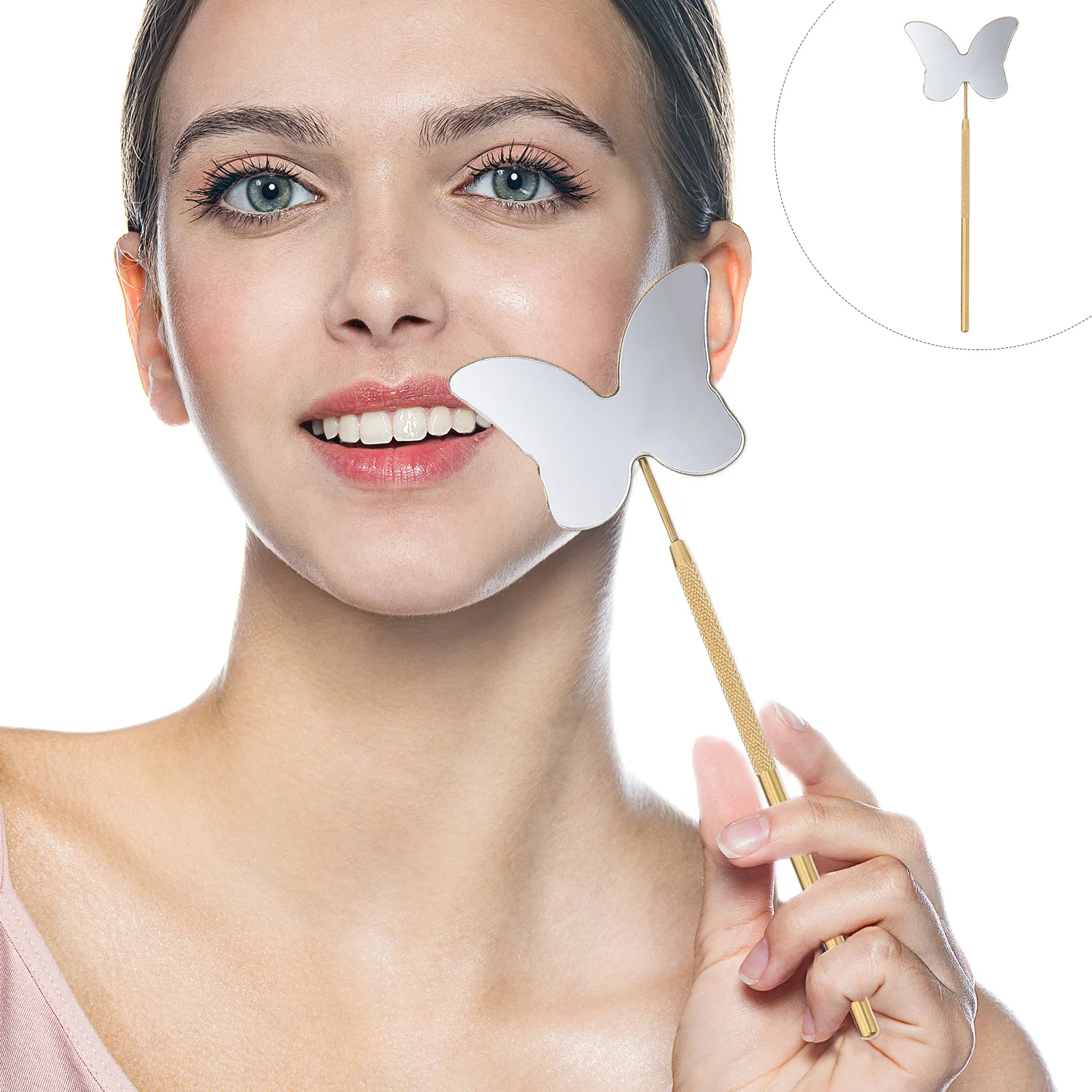 

Eyelash Mirror Stainless Steel Handheld Lash Inspection Tool for Eyelash Extension Salon Professional Makeup Magnifier Portable