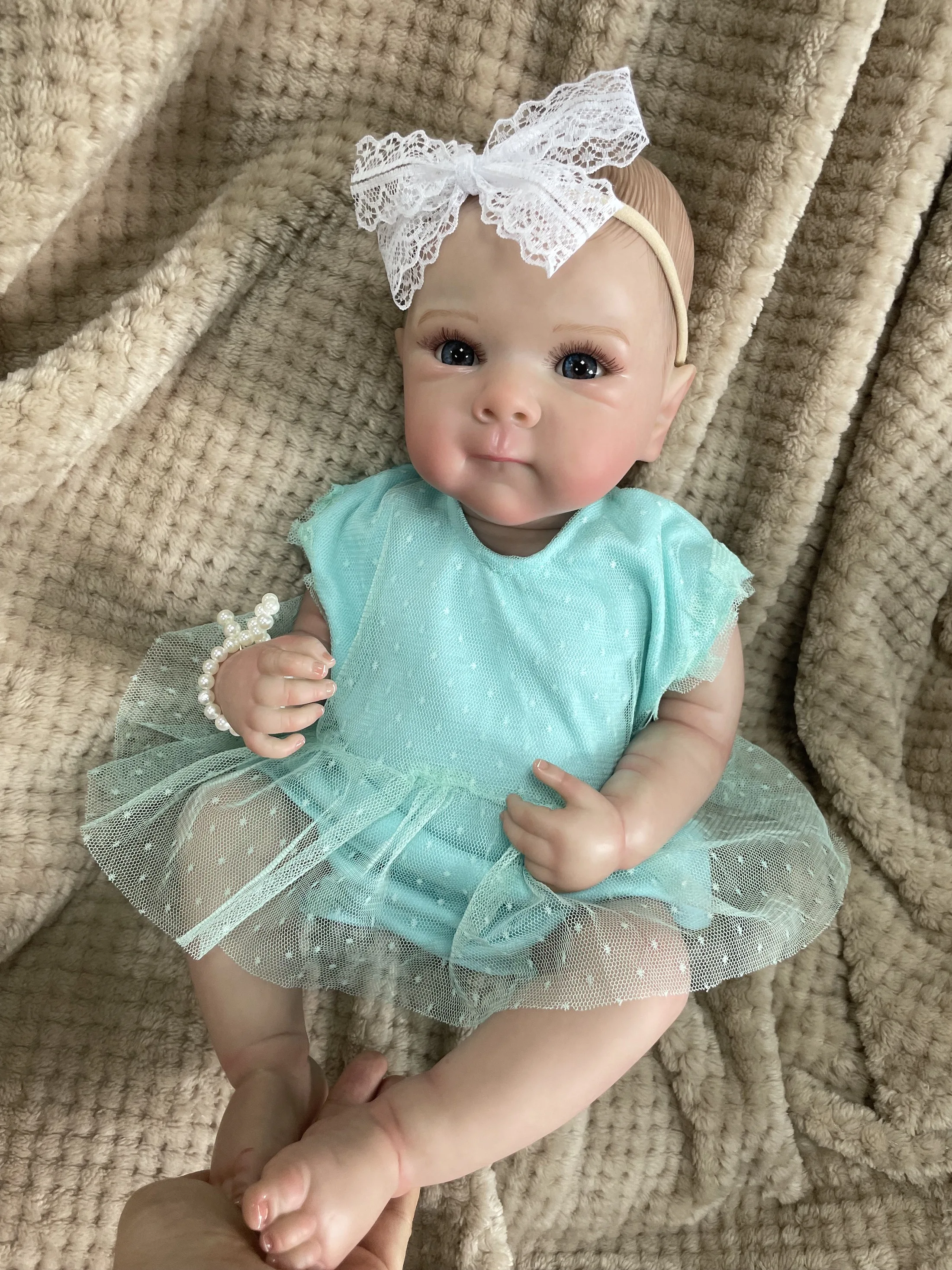 18 Zoll entzückende gemalte wieder geborene Puppe Bettie Silikon Vinyl Mädchen Neugeborene lebensechte 3D-Haut sichtbare Adern Sammler kunst puppen