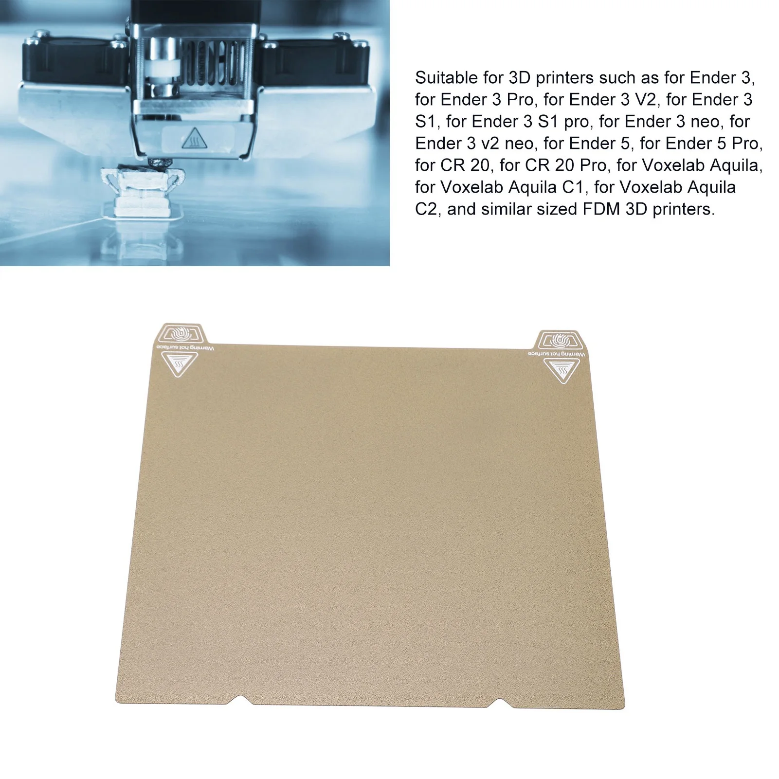 

Double Sided Textured PEI Powder Coating Board Spring Steel 235 X 235mm Soft Built Plate for Ender 5 S1 3 Pro Ender 3 V2 CR 20