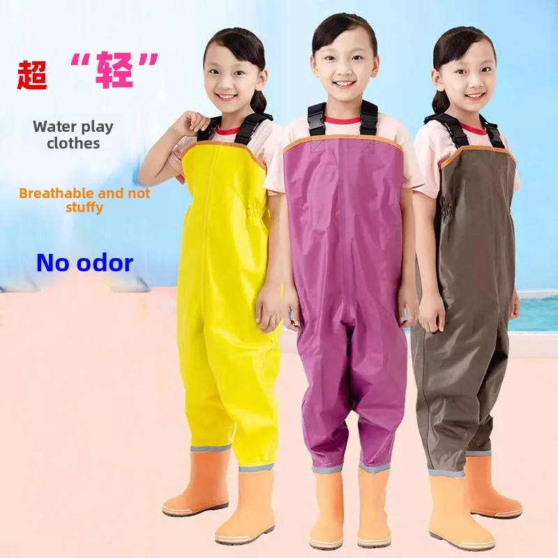 lightweight-breathable-children's-overall-water-play-suit-marine-life-themed-waterproof-beach-fiing-pants-ex-spring-aut
