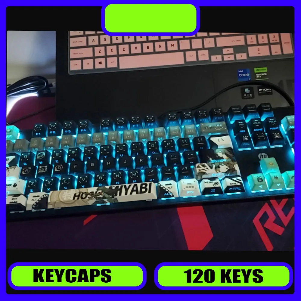 Hoshimi Miyabi Keycap Vijfzijdige thermische sublimatie PBT Origineel leeg/zijgravure Mechanische toetsenbordaccessoires 120 toetsen