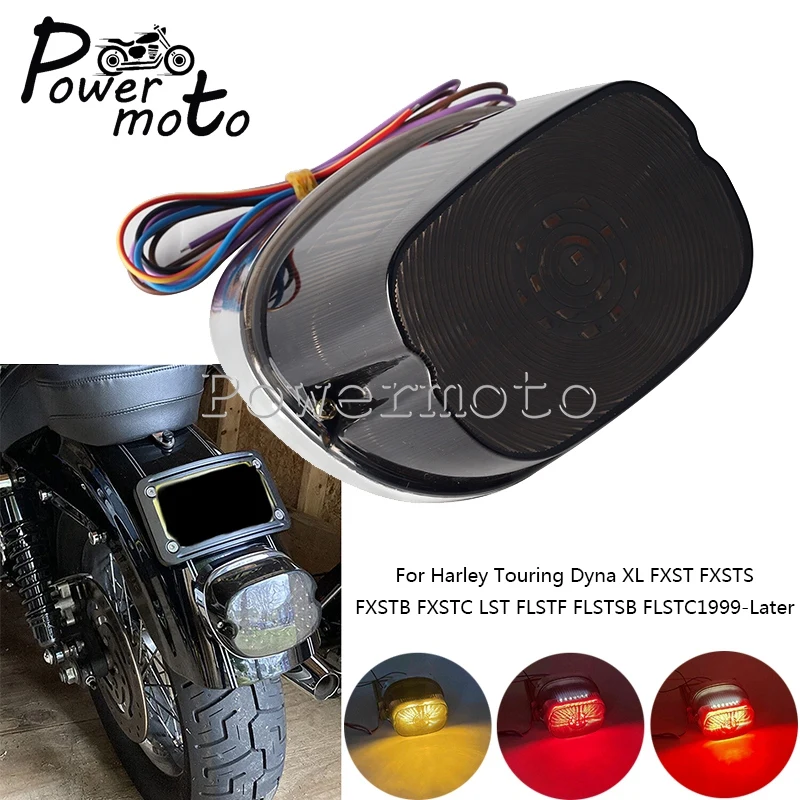 

Motorcycle Smoked LED Taillights For Harley FXST FXSTS FXSTB FXSTC FLST F FLSTSB FLSTC 1999-later Tail Light Running Brake Lamps