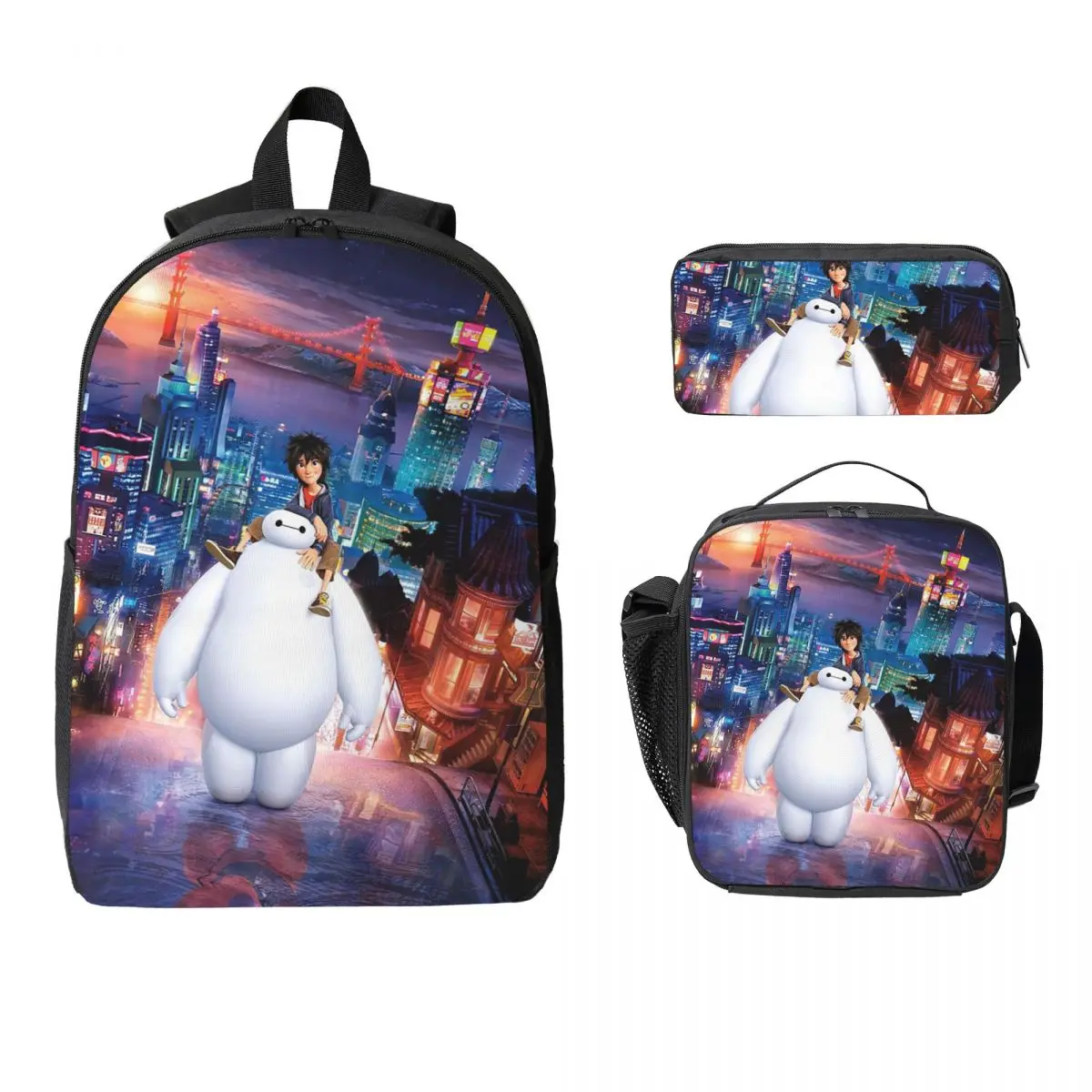 

Big Hero 6 Backpack Student Boys Girls BookBag School Bag Laptop Shoulder Bags 3ps Insulated Lunch Bag Pencil Case