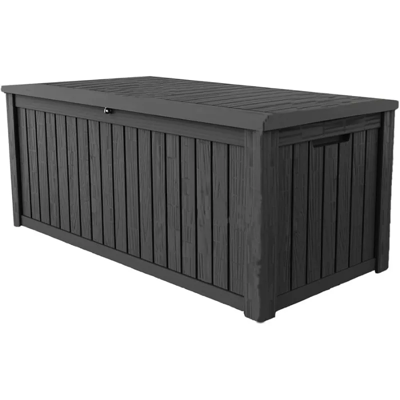 

180 Gallon Lockable Resin Deck Box, Waterproof & UV-Resistant Outdoor Storage Box for Outdoor Cushion Storage, Garden Tools & Po