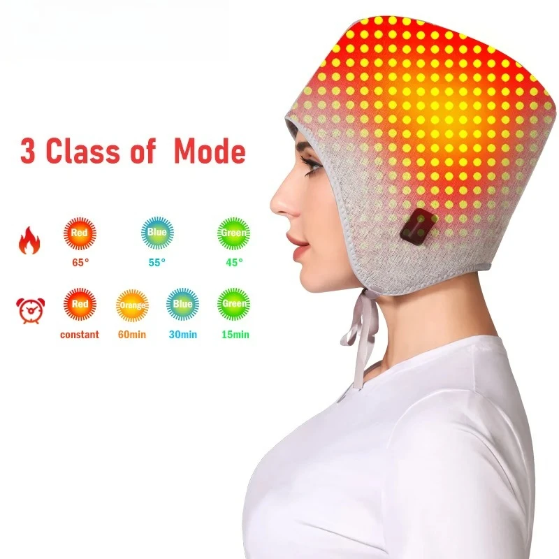 660nm LED Warm Light Heating Cap 192 Lamp Beads 3 Temperature Modes Timing Control Scalp Comfort Home Daily Hair Care Hat