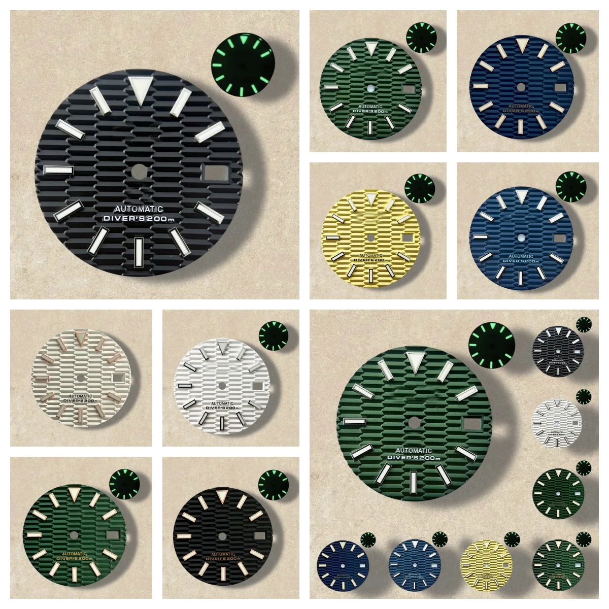 

28.5mm S Logo SKX007 Slope Dial Fit NH35/NH36/4R/7S Japanese Movement Green Luminous High-Quality Watch Modification Accessories