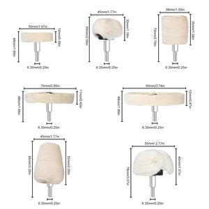 7pcs 6.35 Shank Lint Polishing Wheel Polishing Tool Kit Buffing Wheel Polishing Pad Tools for Stainless Steel Aluminum Copper